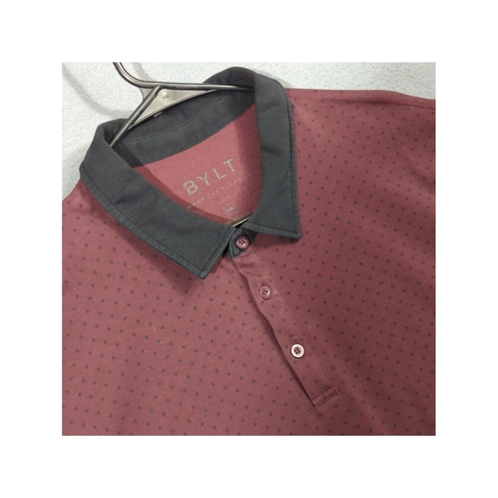 Bylt Basics Polo Shirt Men's XXL Maroon/ Black Drop Cut Short Sleeve Lux Casual